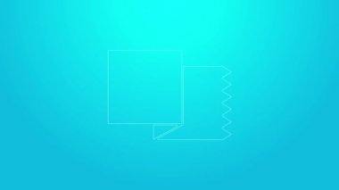 Pembe çizgili kumaş rulo ikonu mavi arkaplanda izole edilmiş. Yuvarlan, paspas, halı, halı, halı ya da kağıt rulo ikonu. 4K Video hareketli grafik canlandırması