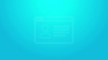 Pembe çizgi çevrimiçi sınıf simgesi mavi arkaplanda izole edildi. Çevrimiçi eğitim kavramı. 4K Video hareketli grafik canlandırması