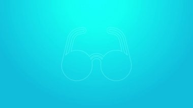 Pembe çizgi Gözlük simgesi mavi arkaplanda izole edilmiş. Gözlük çerçevesi sembolü. 4K Video hareketli grafik canlandırması