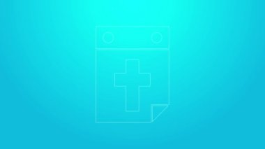 Pembe çizgili takvim ölüm ikonu mavi arkaplanda izole edildi. 4K Video hareketli grafik canlandırması