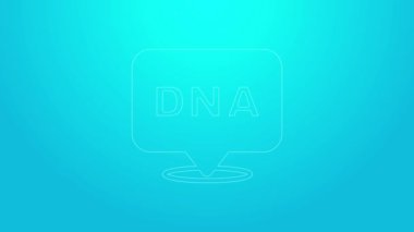 Pembe çizgi DNA sembolü mavi arkaplanda izole edilmiş. 4K Video hareketli grafik canlandırması