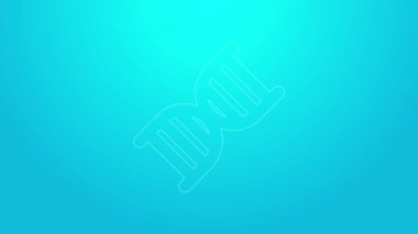 Pembe çizgi DNA sembolü mavi arkaplanda izole edilmiş. 4K Video hareketli grafik canlandırması