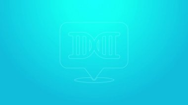 Pembe çizgi DNA sembolü mavi arkaplanda izole edilmiş. 4K Video hareketli grafik canlandırması