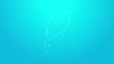 Pembe çizgi Yaprak simgesi mavi arkaplanda izole edildi. İşaret bırakıyor. Taze doğal ürün sembolü. 4K Video hareketli grafik canlandırması