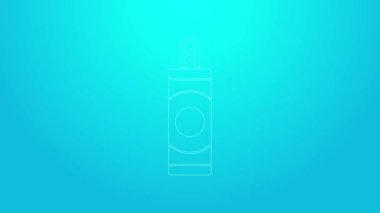 Pembe çizgi Firework simgesi mavi arkaplanda izole edildi. Eğlence partisi anlayışı. Patlayıcı havai fişek sembolü. 4K Video hareketli grafik canlandırması