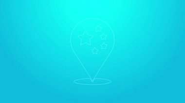 Pembe çizgi Çin bayrağı ikonu mavi arkaplanda izole edilmiş. 4K Video hareketli grafik canlandırması