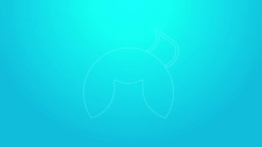 Pembe çizgi Çin fal kurabiyesi ikonu mavi arka planda izole edilmiş. Geleneksel Asya. 4K Video hareketli grafik canlandırması