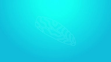 Mavi arka planda pembe çizgili balık biftek ikonu var. 4K Video hareketli grafik canlandırması