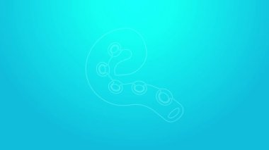 Dokunaç simgesinin pembe çizgi ahtapotu mavi arkaplanda izole edildi. 4K Video hareketli grafik canlandırması