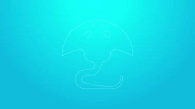 Pembe çizgili Stingray simgesi mavi arkaplanda izole edilmiş. 4K Video hareketli grafik canlandırması
