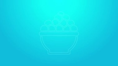 Pembe çizgi havyar simgesi mavi arkaplanda izole edildi. 4K Video hareketli grafik canlandırması