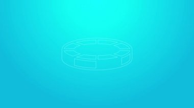 Pembe çizgi kumarhane çipleri simgesi mavi arkaplanda izole edilmiş. Kumarhane kumarı. 4K Video hareketli grafik canlandırması