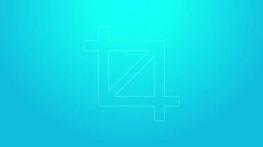 Mavi arkaplanda pembe çizgi resim ekili resim simgesi izole edildi. 4K Video hareketli grafik canlandırması