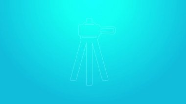 Mavi arkaplanda izole edilmiş pembe çizgi tripod simgesi. 4K Video hareketli grafik canlandırması