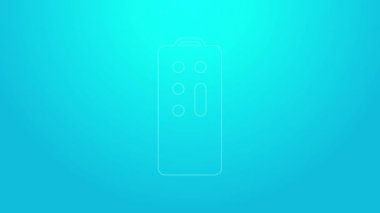 Pembe çizgi uzaktan kontrol simgesi mavi arkaplanda izole edildi. 4K Video hareketli grafik canlandırması