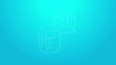 Pembe çizgi ses asistanı simgesi mavi arkaplanda izole edildi. Ses kontrol arayüzü akıllı hoparlör. 4K Video hareketli grafik canlandırması