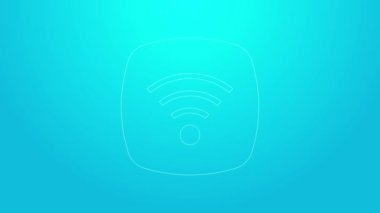 Pembe hat Wi-Fi kablosuz internet ağ sembolü ikonu mavi arkaplanda izole edildi. 4K Video hareketli grafik canlandırması