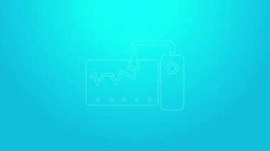Pembe çizgi elektrikli ölçüm aleti ikonu mavi arkaplanda izole edildi. Analog cihazları. Cihaz laboratuvar araştırması ölçülüyor. 4K Video hareketli grafik canlandırması