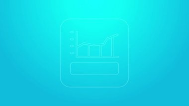 Pembe çizgi grafiği, çizelgesi, çizelgesi, diyagramı, bilgi grafiği, turta grafik simgesi mavi arkaplanda izole edilmiş. 4K Video hareketli grafik canlandırması