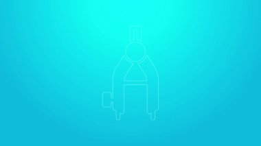 Pembe çizgi çizim simgesi mavi arkaplanda izole edildi. Pusula işareti. Çizim ve eğitim araçları. Geometrik alet. 4K Video hareketli grafik canlandırması