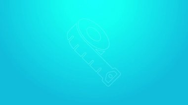 Pembe çizgi mezura simgesi mavi arkaplanda izole edildi. mezura. 4K Video hareketli grafik canlandırması