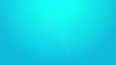 Mavi arkaplanda pembe çizgi saç tokası simgesi izole edildi. 4K Video hareketli grafik canlandırması