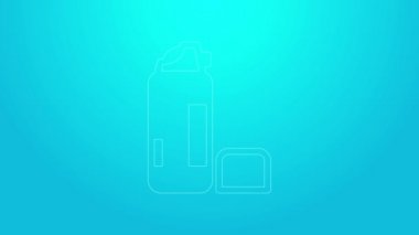 Pembe çizgili tıraş köpüğü simgesi mavi arkaplanda izole edilmiş. Tıraş köpüğü. 4K Video hareketli grafik canlandırması