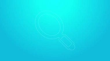 Pembe çizgili el ayna ikonu mavi arkaplanda izole edilmiş. 4K Video hareketli grafik canlandırması