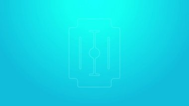 Mavi arkaplanda pembe çizgili jilet simgesi var. 4K Video hareketli grafik canlandırması