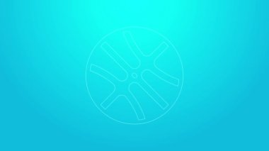 Pembe çizgili basketbol topu ikonu mavi arkaplanda izole edilmiş. Spor sembolü. 4K Video hareketli grafik canlandırması