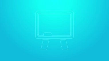 Mavi arkaplanda pembe çizgi kireçtaşı simgesi izole edildi. Okul karatahtası. 4K Video hareketli grafik canlandırması