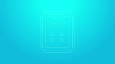 Mavi arkaplanda işaretleme simgesi izole edilmiş pembe satır sınav kağıdı. Sınav kağıdı, sınav ya da araştırma konsepti. Sınav ya da sınav. 4K Video hareketli grafik canlandırması