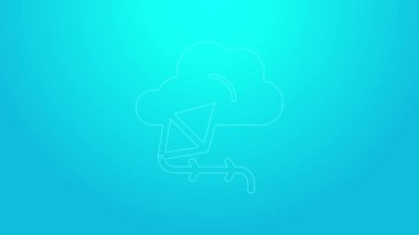 Pembe çizgi Kite simgesi mavi arkaplanda izole edildi. 4K Video hareketli grafik canlandırması