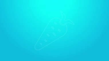 Pembe çizgi havuç ikonu mavi arkaplanda izole edilmiş. 4K Video hareketli grafik canlandırması