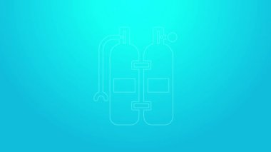 Pembe çizgi Aqualung simgesi mavi arkaplanda izole edildi. Dalgıçlar için oksijen tüpü. Dalış ekipmanları. Olağanüstü bir spor. Spor malzemeleri. 4K Video hareketli grafik canlandırması
