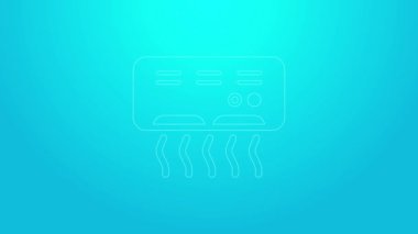 Pembe çizgi klima ikonu mavi arkaplanda izole edilmiş. Sistemin havalandırmasını böl. Soğuk ve soğuk iklim kontrol sistemi. 4K Video hareketli grafik canlandırması