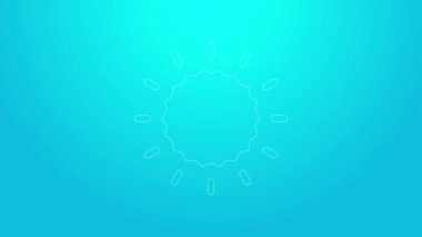 Pembe çizgi güneş simgesi mavi arkaplanda izole edildi. 4K Video hareketli grafik canlandırması