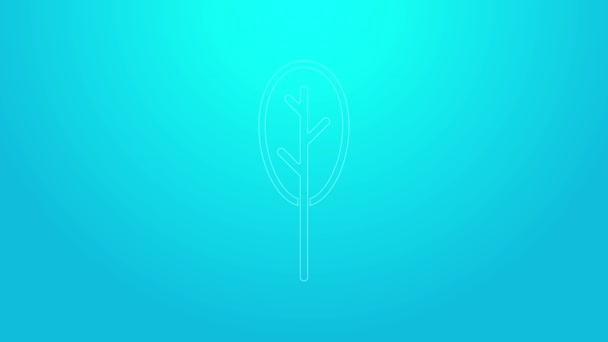 Pink line Spinach icon isolated on blue background. 4K Video motion graphic animation — Stock Video