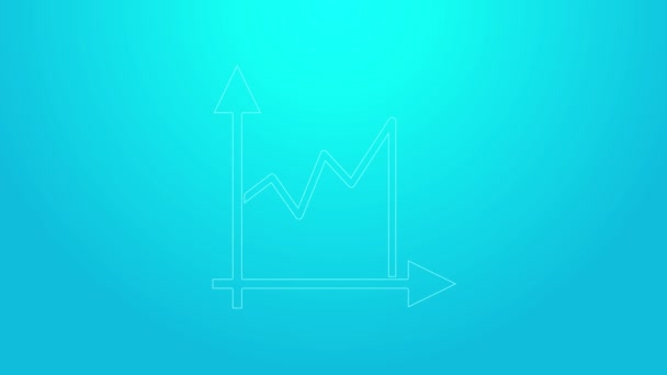 Pink line Graph, schedule, chart, diagram, infographic, pie graph icon isolated on blue background. 4K Video motion graphic animation — Stock Video