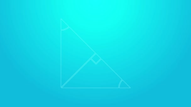 Pink line Angle bisector of a triangle icon isolated on blue background. 4K Video motion graphic animation — Vídeos de Stock