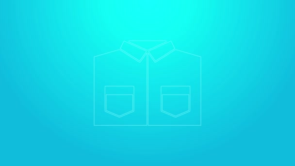 Pink line Shirt icon isolated on blue background. 4K Video motion graphic animation — Stock Video
