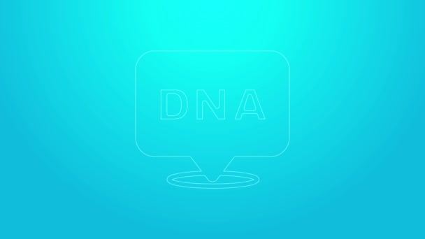 青色の背景に単離されたピンクのラインDNAシンボルアイコン。4Kビデオモーショングラフィックアニメーション — ストック動画