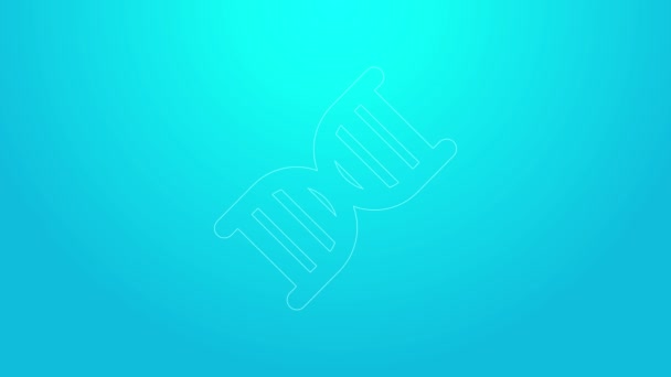 Pink line DNA symbol icon isolated on blue background. 4K Video motion graphic animation — Stock Video