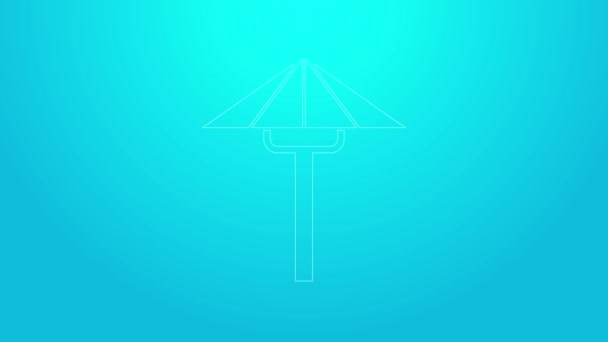 Pink line Traditional Japanese umbrella from the sun icon isolated on blue background. 4K Video motion graphic animation — Stock Video