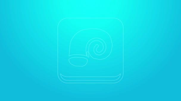 Linea rosa Polpo su un'icona a placca isolata su sfondo blu. Animazione grafica 4K Video motion — Video Stock