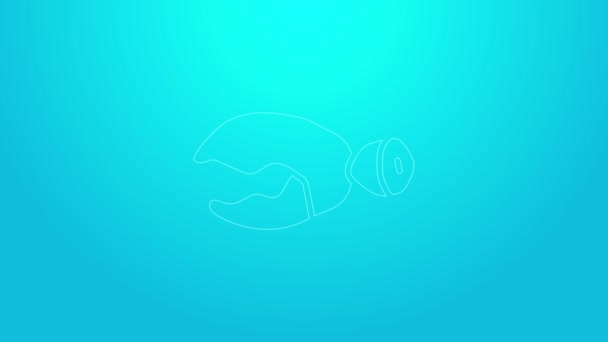 Różowa linia Homar lub ikona kraba pazur izolowane na niebieskim tle. 4K Animacja graficzna ruchu wideo — Wideo stockowe