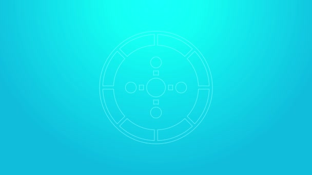 Rosa linje Kasino roulett hjul ikon isolerad på blå bakgrund. 4K Video motion grafisk animation — Stockvideo