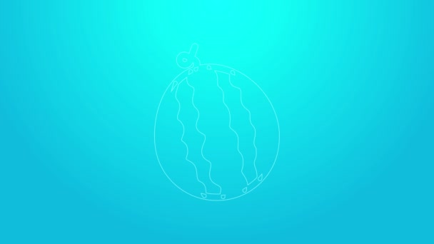 Pink line Watermelon icon isolated on blue background. 4K Video motion graphic animation — Vídeos de Stock