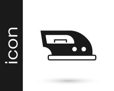 Siyah elektrikli demir ikonu beyaz arkaplanda izole edilmiş. Buhar ütüsü. Vektör.