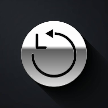 Gümüş Yarıçap simgesi siyah arkaplanda izole edildi. Uzun gölge tarzı. Vektör.